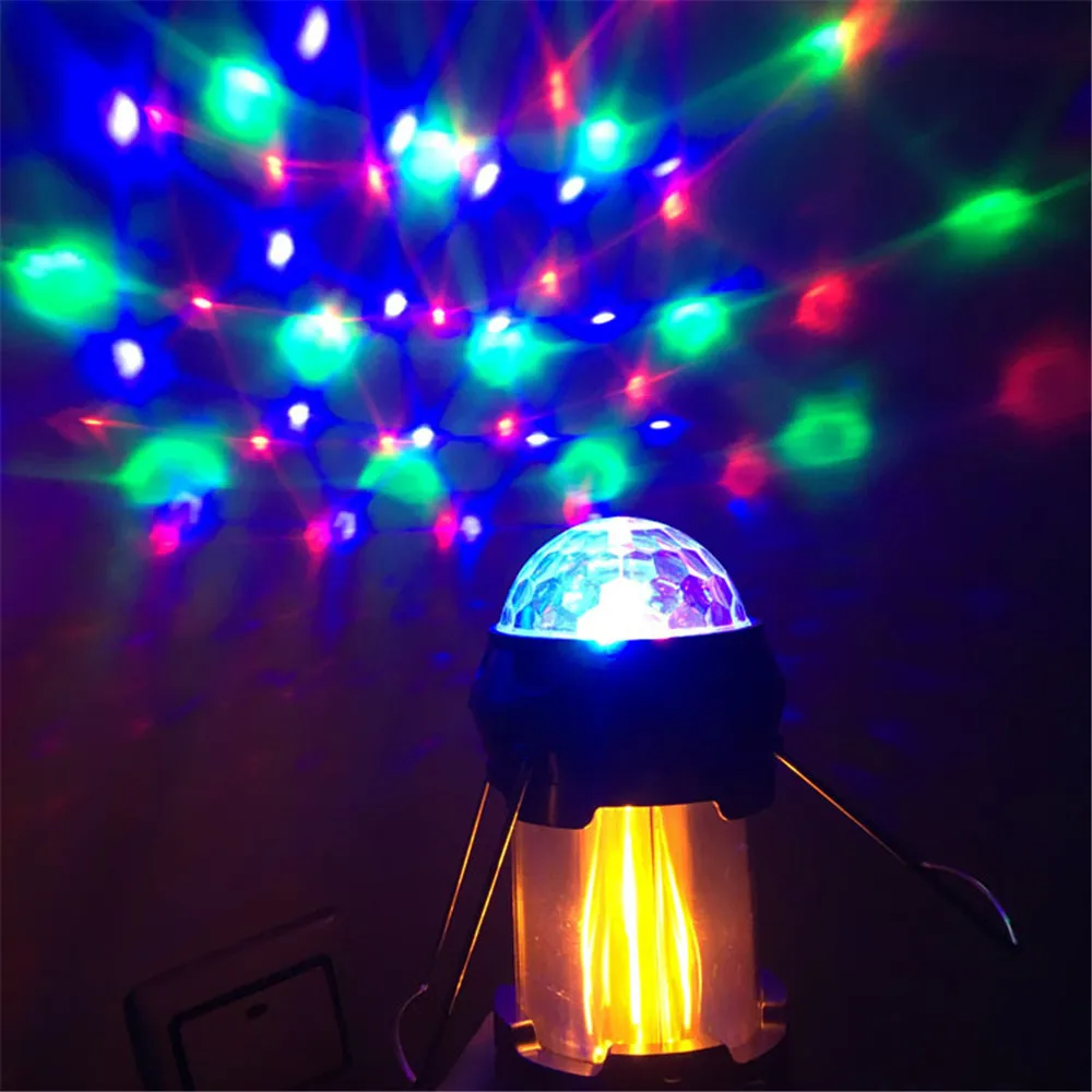 

RGB Color 4-in-1 LED Camping Light, Crystal Ball, Stage Light Effect, Flame Lantern, Night Lamp for Hiking,Fishing,Emergency