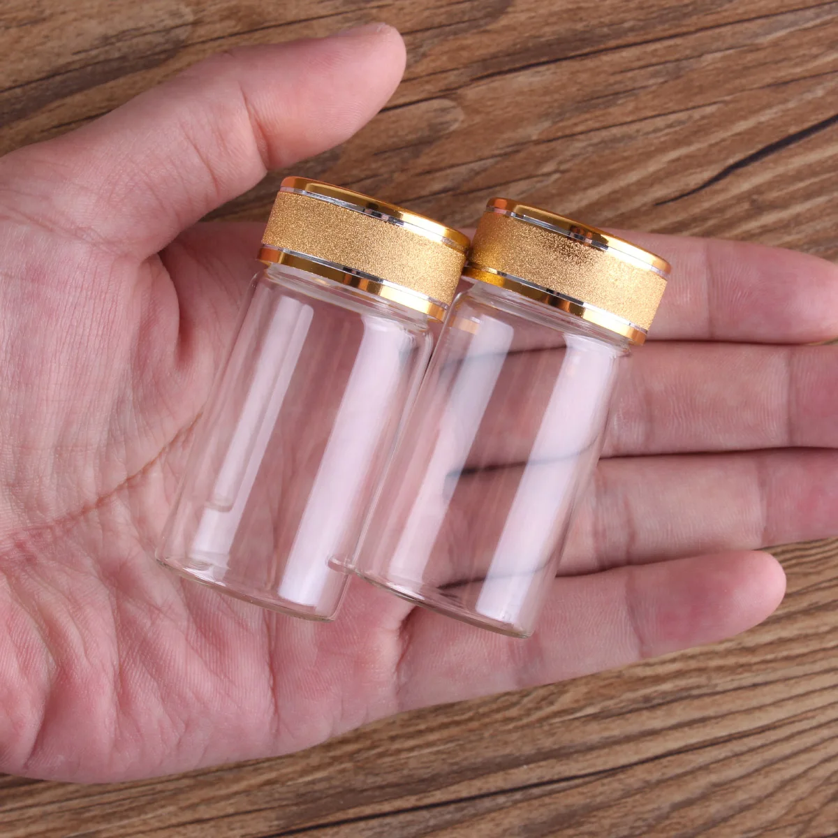 5pcs 25ml 30*60mm Perfume Bottles with Golden Frosted Caps Potion bottles Glass Bottles Glass Vials for Wedding Gifts