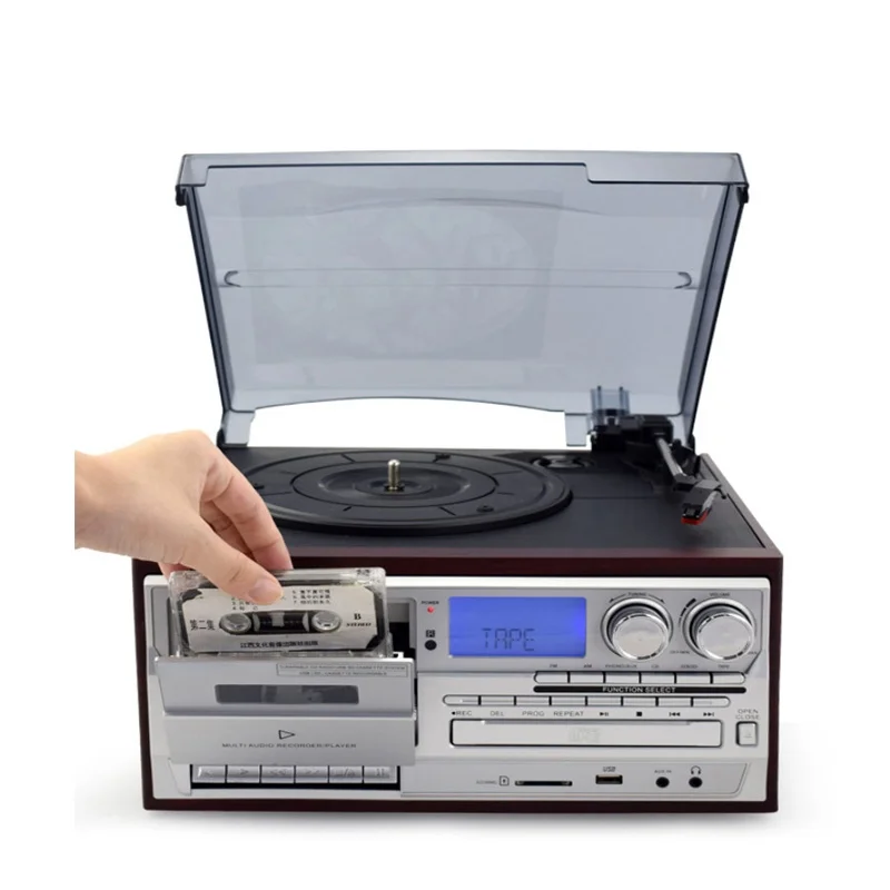 New Vinyl Record Player Phonograph CD Tape Radio Bluetooth USB Retro AC220V