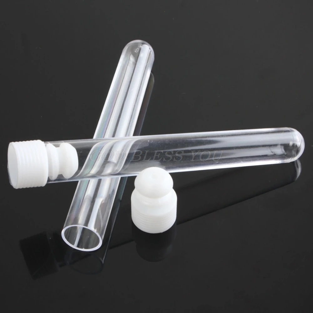 50Pcs/Set Plastic Test Tubes Transparent Test Tube 15x100mm Clear Plastic Vials Lab Test Tubes with  Stoppers 12ml