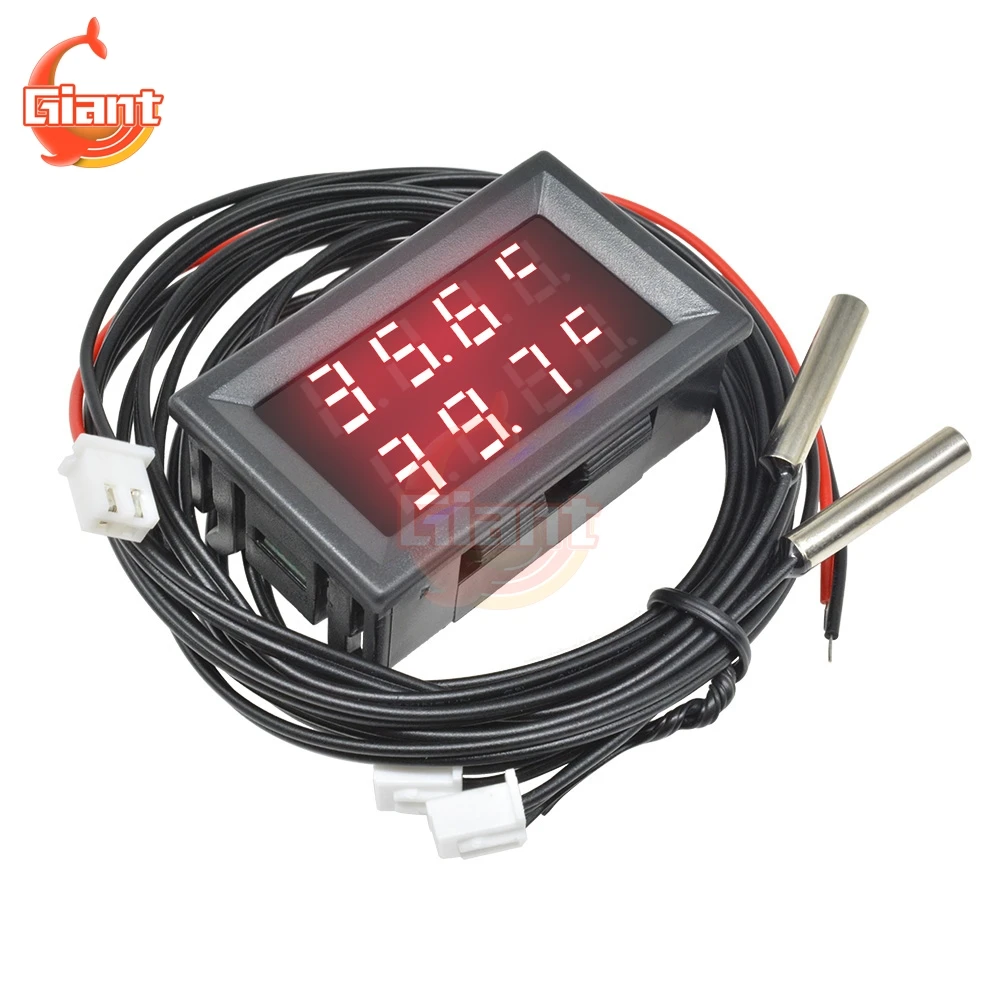 Imagem -03 - Digital Led Dual Display Termômetro Controlador Ntc Sensor de Temperatura Impermeável Testador para Aquário e Carro Dígitos dc 5v 12v 24v