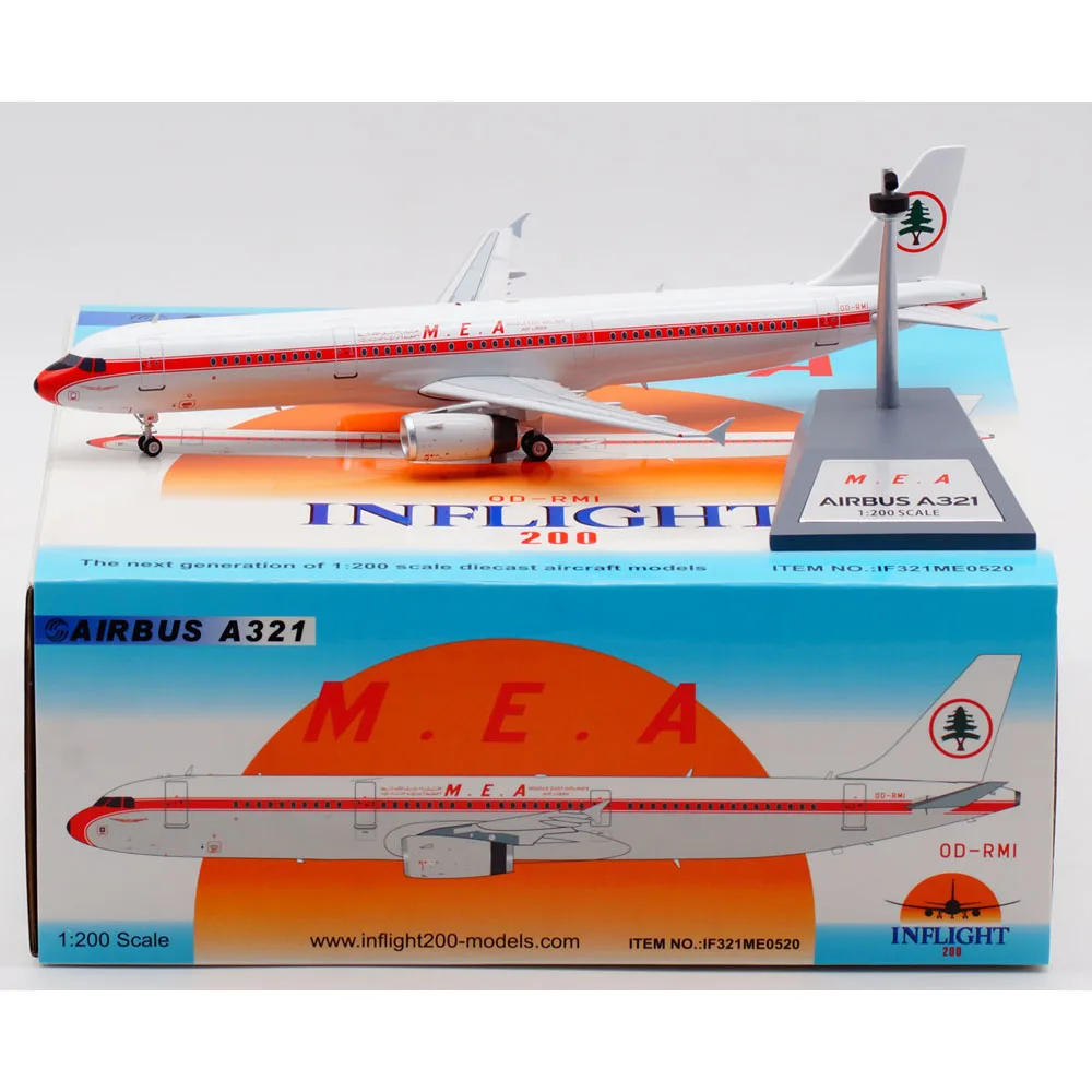 

1:200 Alloy Collectible Plane Gift INFLIGHT IF321ME0520 MEA Airlines "70 Years" Airbus A321 Diecast Aircraft Jet Model OD-RMI