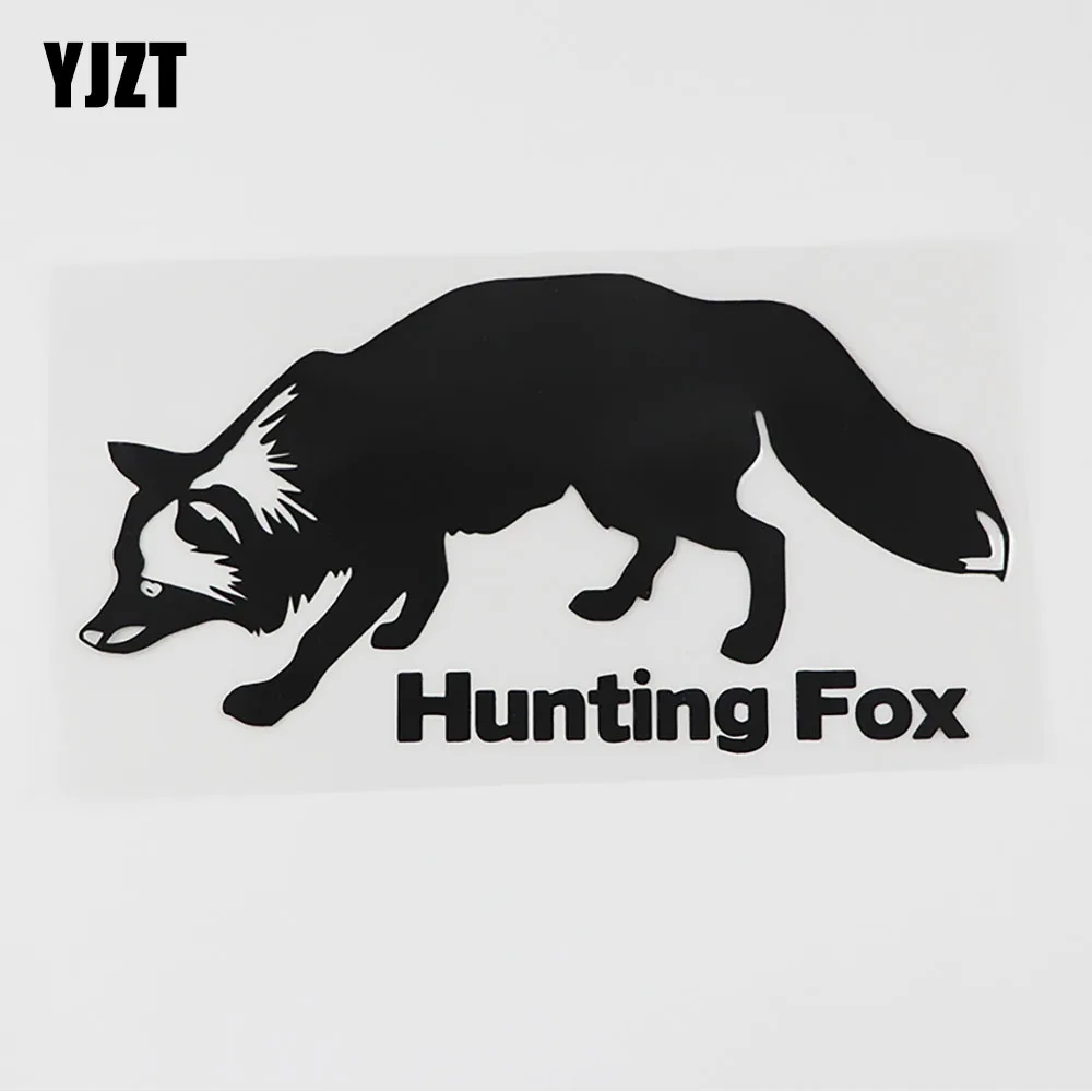 YJZT 15.5CMX8.3CM Fashion Animal Hunting Fox Car Sticker Vinyl Decal Black/Silver 8C-0015