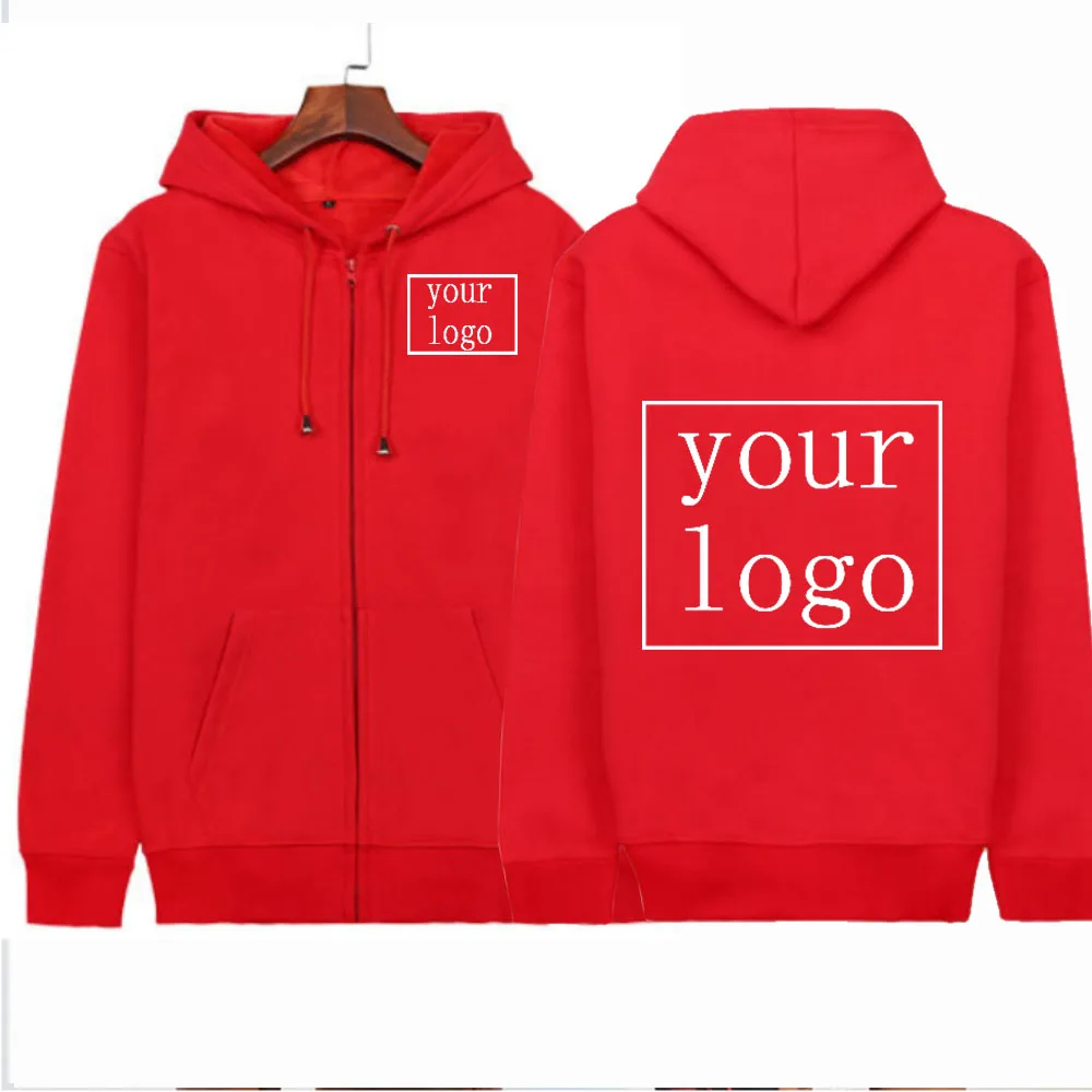 Customize Your Logo Men Women Zipper Sweater 2022 Jacket Coat Hooded Sweater Long-Sleeved Hoodie Funny Pattern Solid Color