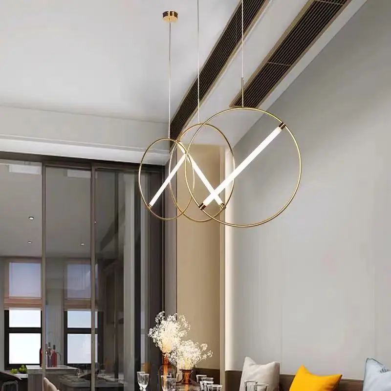 Postmodern Light Luxury Creative Circle Lamp Restaurant Living Room Hotel Clothing Shop Cafe Designer