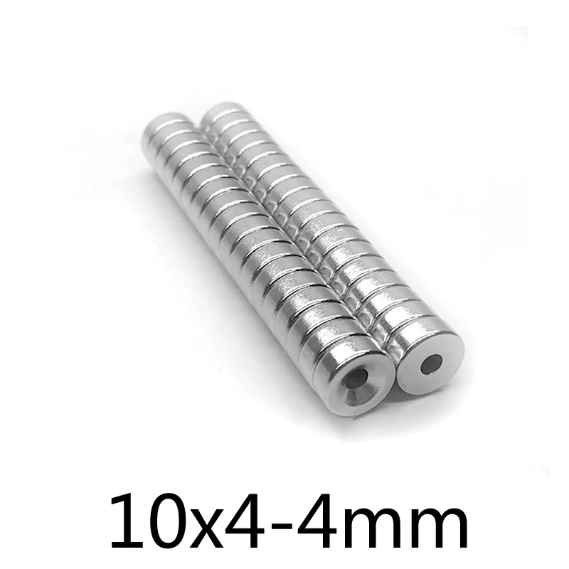 10-200pcs 10x4-4 Stong Neodymium Magnets Disc 10x4 mm Hole 4mm Minor Diameter Magnet Round Countersunk Magnetic 10*4-4mm