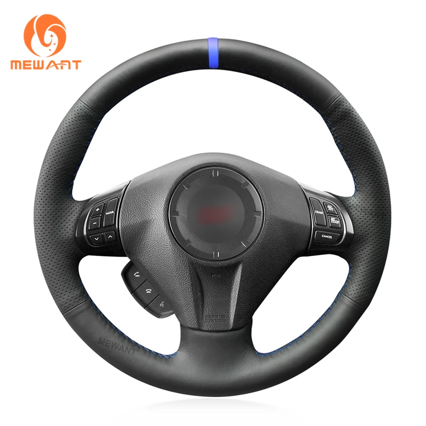 

MEWANT Black Genuine Leather Suede Steering Wheel Cover for Subaru Forester Legacy Outback Exiga Impreza WRX STI 2008 2009 2010