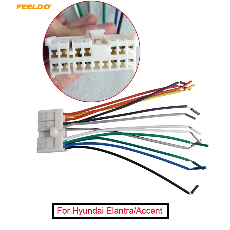 

FEELDO 1Pc Car Audio Stereo Wiring Harness Adapter Plug For Hyundai/KIA(01~05) Factory OEM Radio CD/DVD Stereo #FD-2742