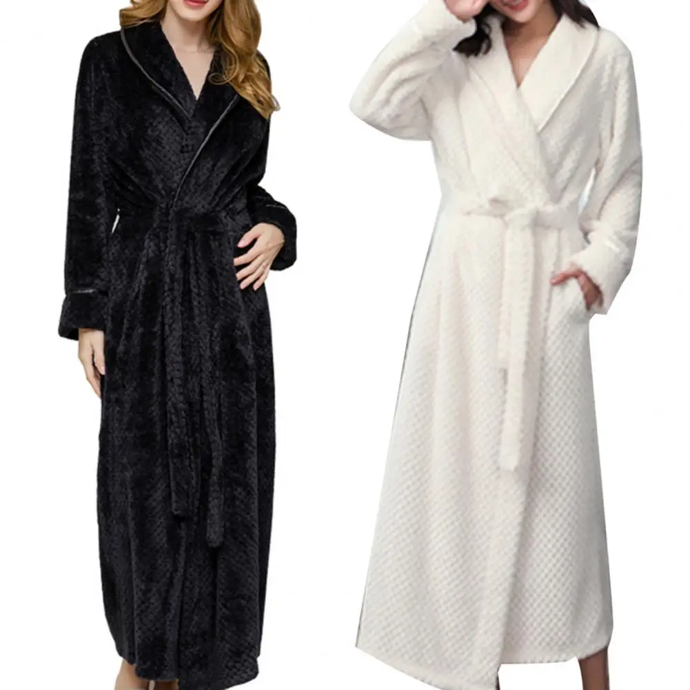 2022 New 8 Colors Bath Robe Winter Fashion Women Solid Color Thicken Plush Long Sleeve Bathrobe Sleepwear