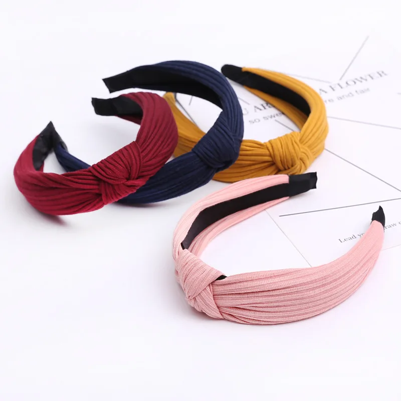 

High Quality Non-slip Toothed Solid Color Hairbands Turban Hair Bezel Women Elastic Headband Intermediate Knot Hair Accessories