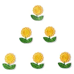 10pcs Cartoon Sunflower Patch DIY Fabric Patches Iron On Stickers Sewing Jeans Badge Handmade Bags Apparel Suits Shoes Appliques