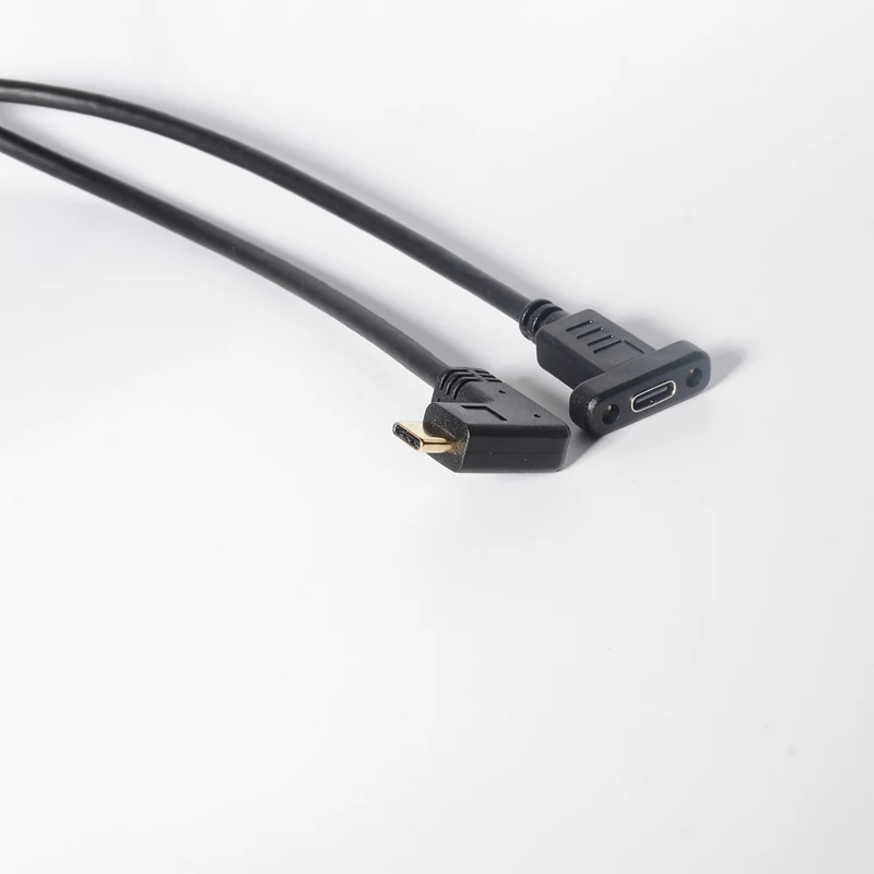 Angle USB C Male to Female Extension Cable with Panel Mount Screw Hole -6feet/1.8m (Right Angle USB c Extension Cable)