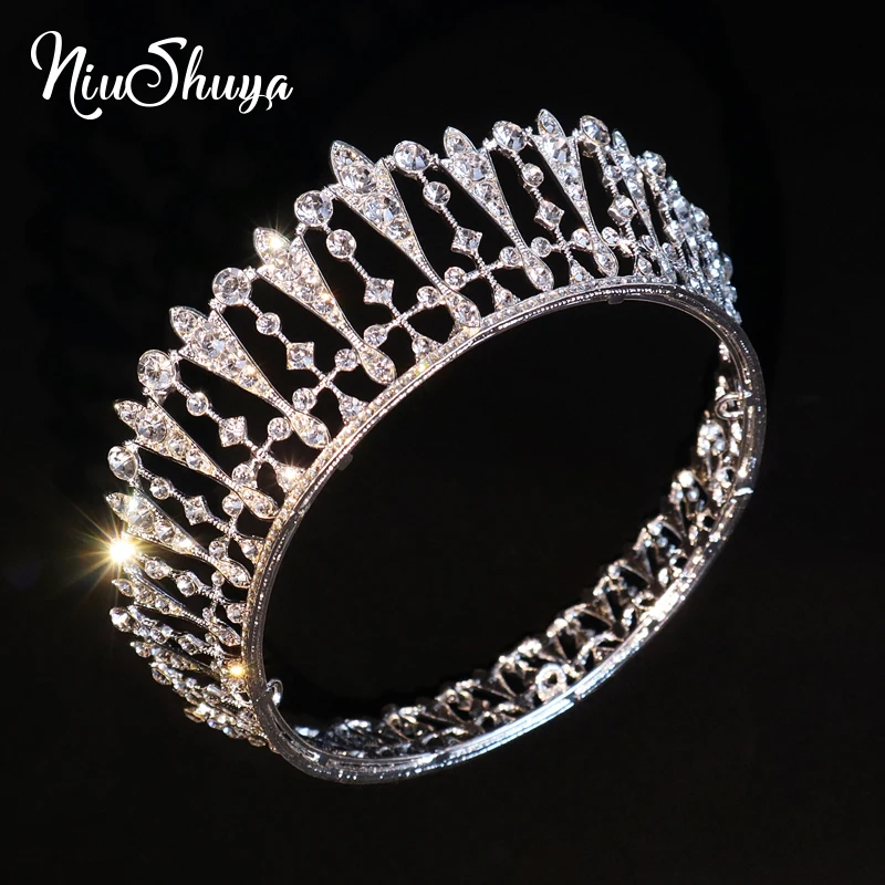 NiuShuya Trendy  Crystal Crown Princess Tiara Crown Wedding Hair Accessories Round Heandband For Woman Princess Hair Ornament