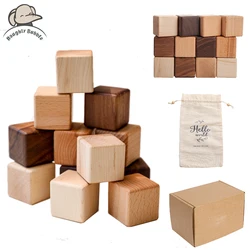 1Set Exquisite Wooden Cube Blocks for Children Nordic Style Toys Baby Stacking Games Montessori Educational Toys Newborn Gifts