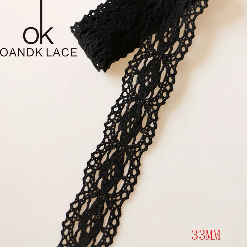 New 5 Yards  Black Knitting Cotton Lace Ribbon Handmade Patchwork Scrapbook Craft for DIY Apparel Sewing Accessories