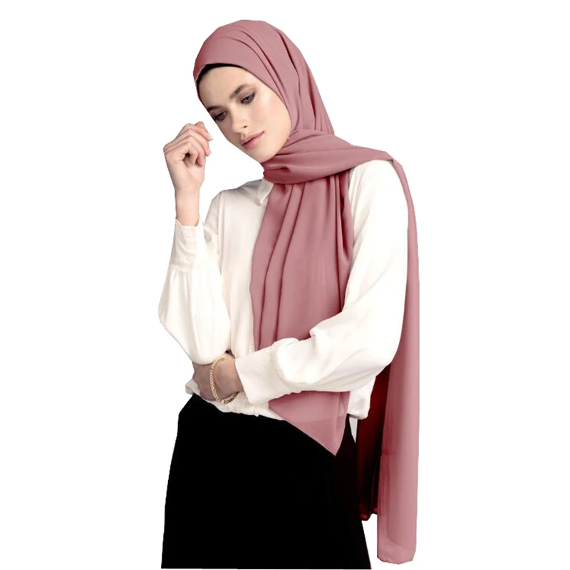 Sciarpa Hijab in Chiffon a bolle per donna Maxi Wraps scialli solidi per donna Hijab musulmani turbante lungo Femme Musulman Ramadan 85*180cm