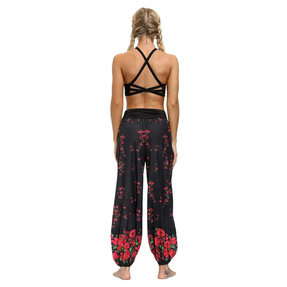 2020 NEW Women Slacks Trousers Digital printed Flower MID Waisted Fitness Pants Loose Casual Knickerbockers Sweatpants Pantss