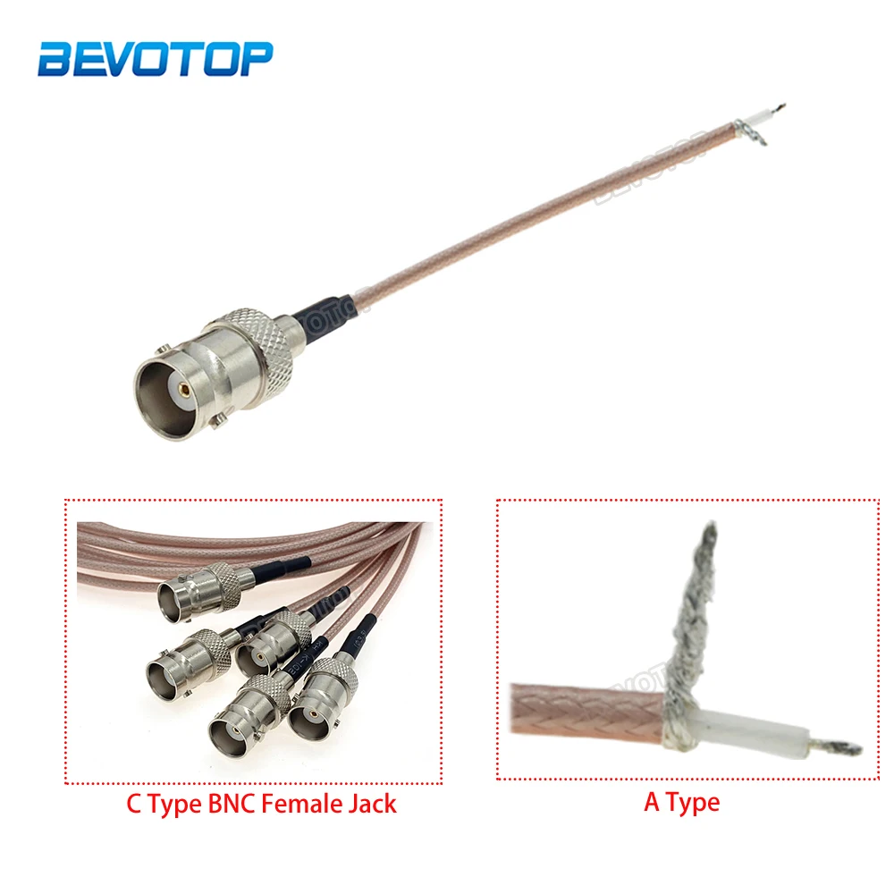 Single End BNC Male Plug/Female Jack to Open End Tinned Leads PCB Solder RG316 Pigtail RF Coaxial Cable