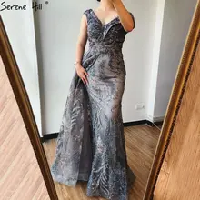 Grey Mermaid Evening Dress with Crystals #6