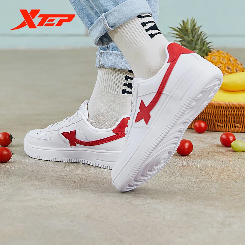 Xtep Women Skateboarding Shoes Female Spring Non-Slip Women\'s Walking Shoes White Black Durability Cozy Sneakers  881218319851