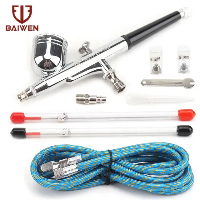 Dual-Action Airbrush with 0.2mm 0.3mm 0.5mm Nozzle Set Gravity Feed
