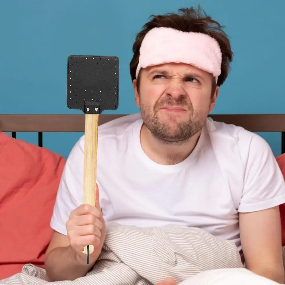 Bay Swatter Da Flapper Muỗi Bọ Swatter Tay Cầm Bằng Gỗ Lỗi Miếng Lót Hộ Gia Đình Ruồi Muỗi Dụng Cụ Nhà Bếp Sâu