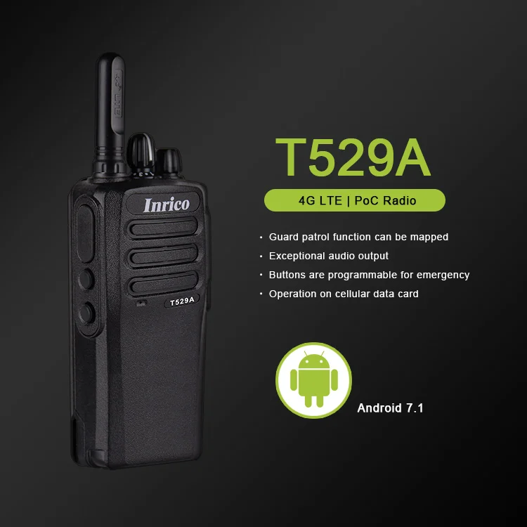 Inrico T529A 50KM Poc 4G Network Walkie Talkie Radio with BT Wifi Gps NFC Android Mobile Radio Long Endurance Mini Walkie Talkie