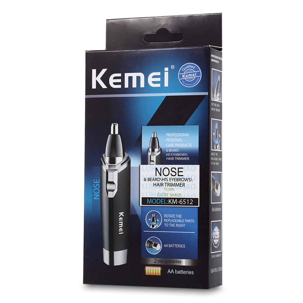 

KEMEI Portable Mens Nasal Nose Hair Trimmer Clipper Rinse Clean KM-6512 Nasal Shaver Hair Removal Machine Travel Face Care Razor