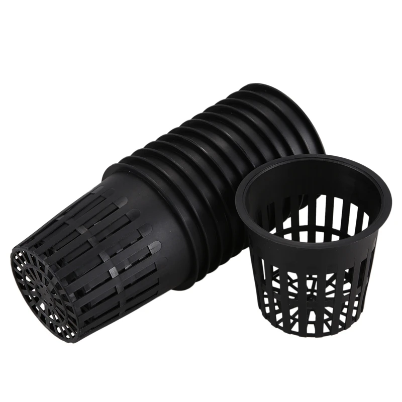 15 Pack 4 Inch Net Cups Slotted Mesh Wide Lip Filter Plant Net Pot Bucket Basket for Hydroponics