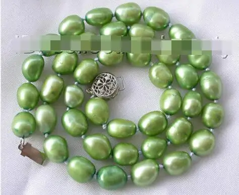 

stunning 9-10mm baroque green freshwater cultured pearl necklace m81