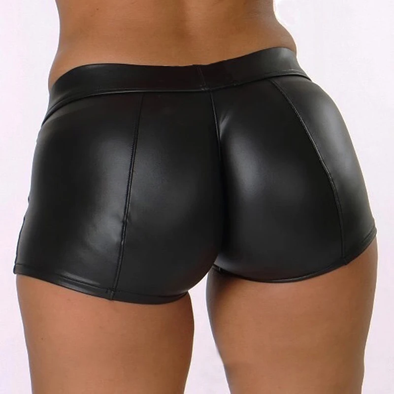 Black Leather Shorts Women High Waist Bodycon Push Up Black Short Joggers Sports Fitness Women Sexy Slim Shorts Spodenki Damskie