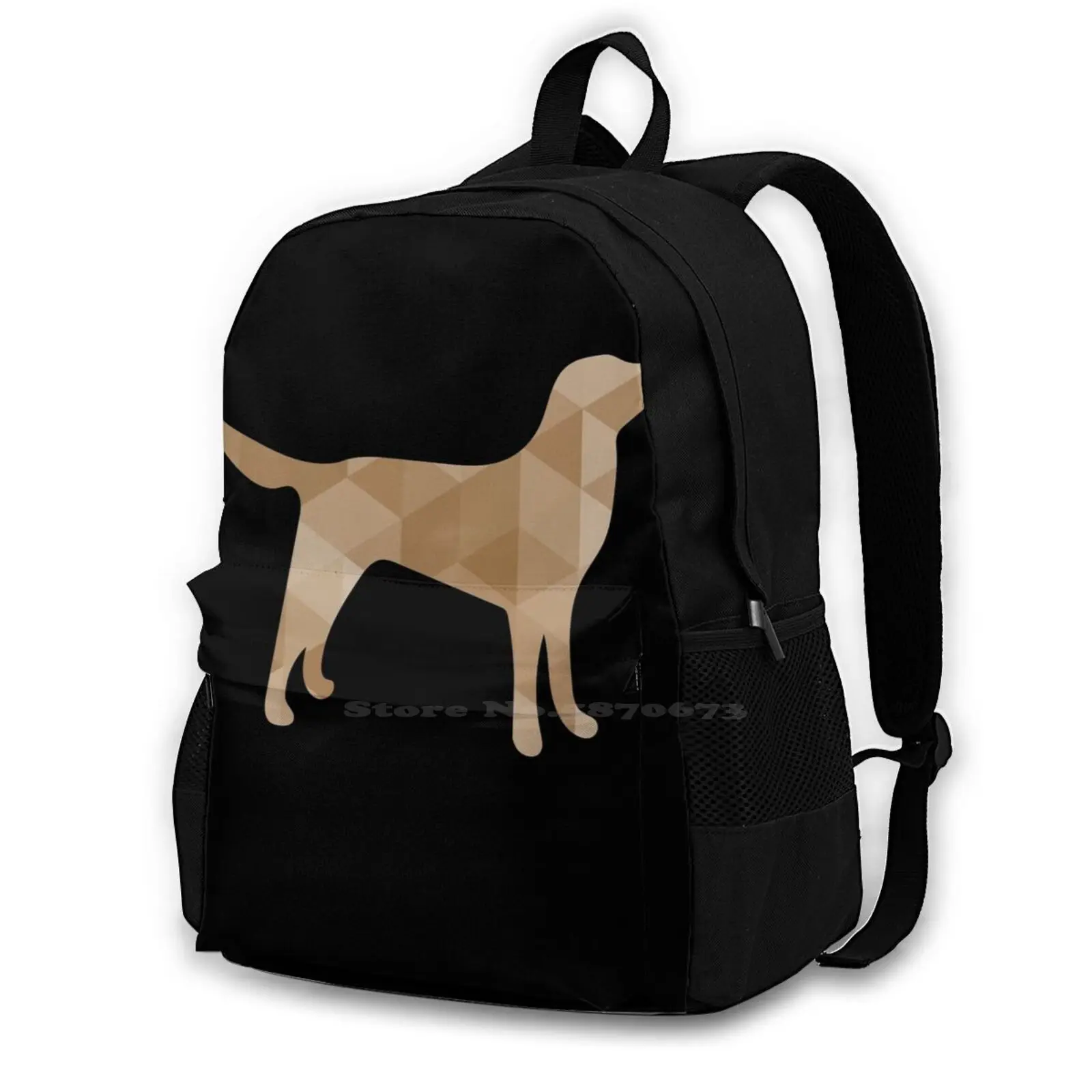 

Golden Retriever Poly Art Backpacks For School Teenagers Girls Travel Bags Animal Breed Brown Canine Dogsport Geometric Golden