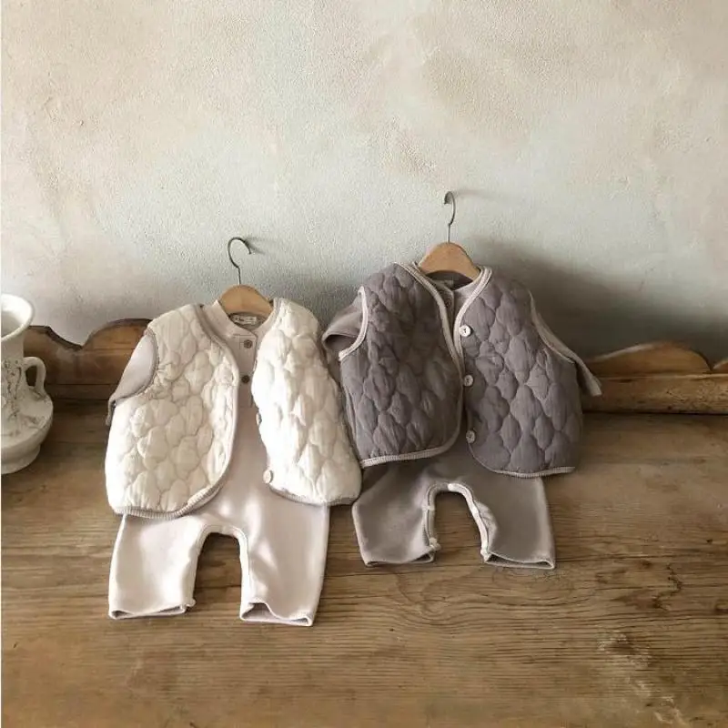 Winter Newborn Clothes Solid Color Vest 2024 Baby Girls Boys Thicken Warm Waistcoat Kid Outerwear Children Teens Cotton Jackets