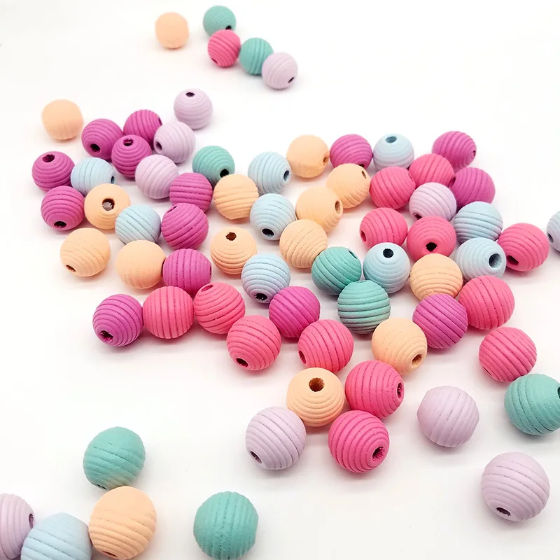 JunKang 10pcs 20mm mixed batch Thread candy color wooden beads jewelry making DIY handmade bracelet necklace materials Wholesale