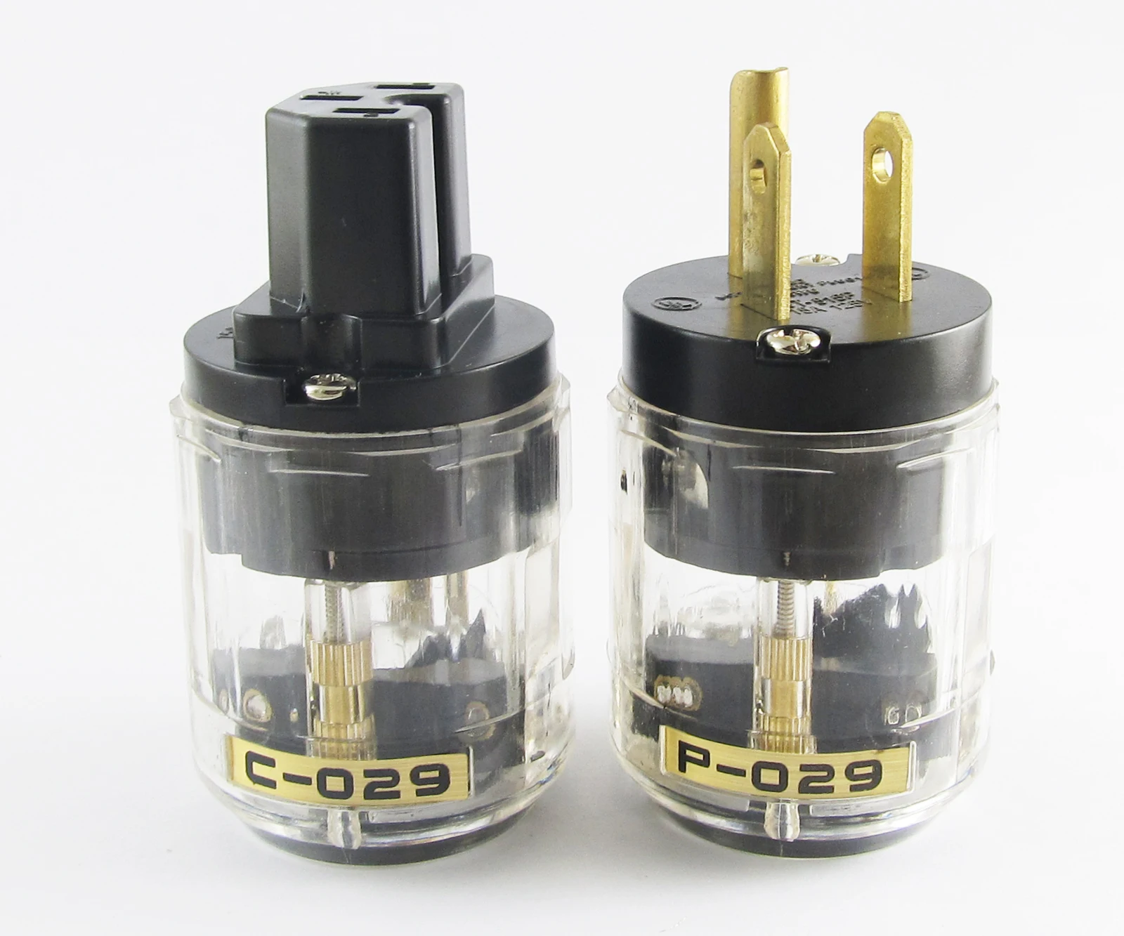 1 Pair Transparent C-029 IEC Female Connector P-029 Male Connector US Power Plug for Audio