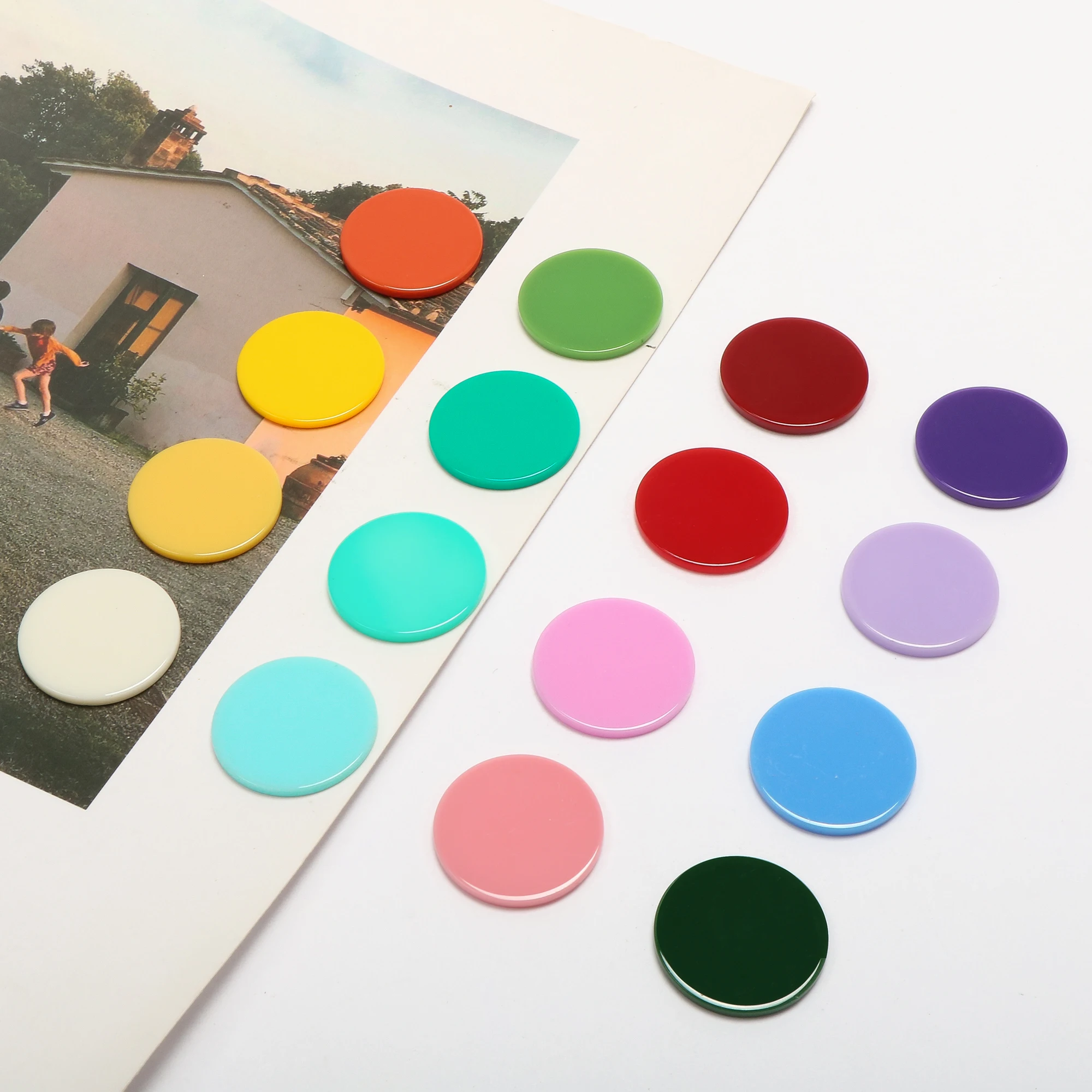 

27mm round Korean Fruta Color Acrylic DIY Handmade Hairpin Ornament Earrings Ear Stud Accessories Material 10pcs