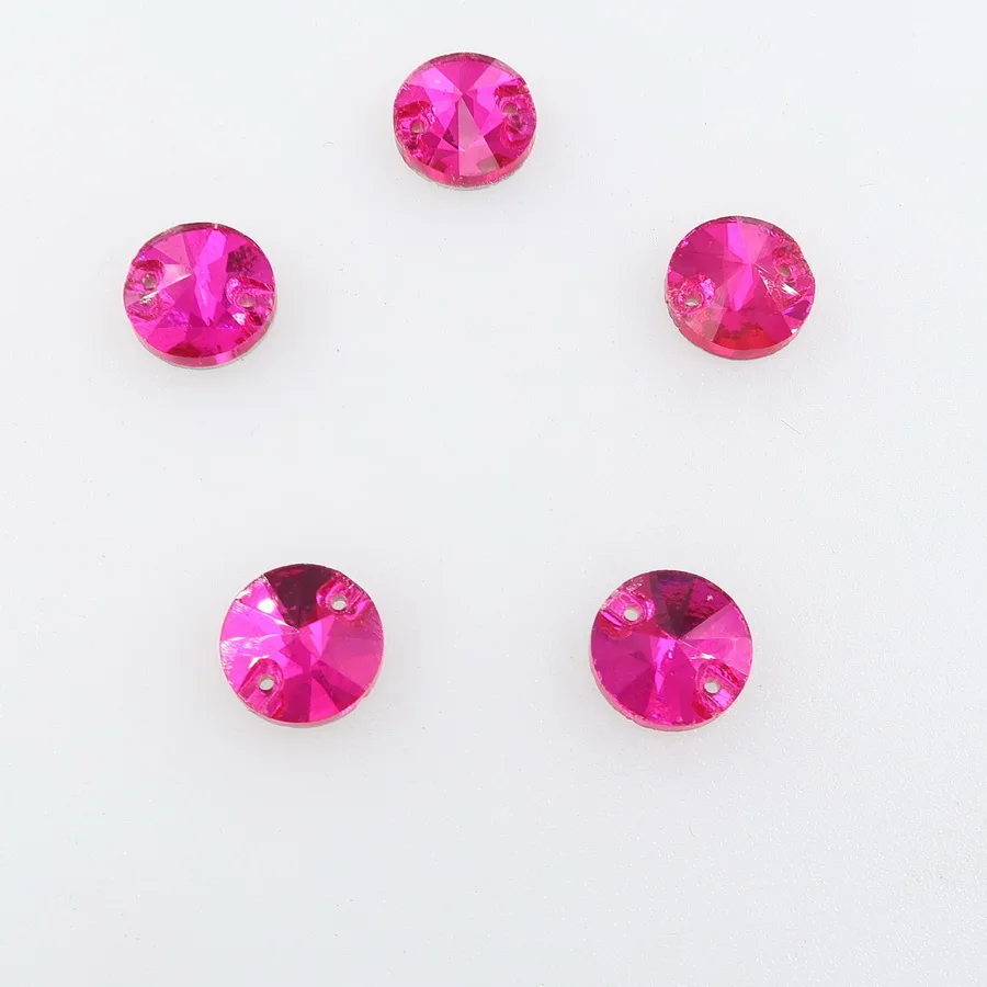 Rivoli runde Glas-Kristall-Flachsteine mit 2 Löchern, 6 Größen, zum Aufnähen, Strass-Perlen, Kristalle für Hochzeitskleider, Schuhe, Taschen, DIY – Detail 10