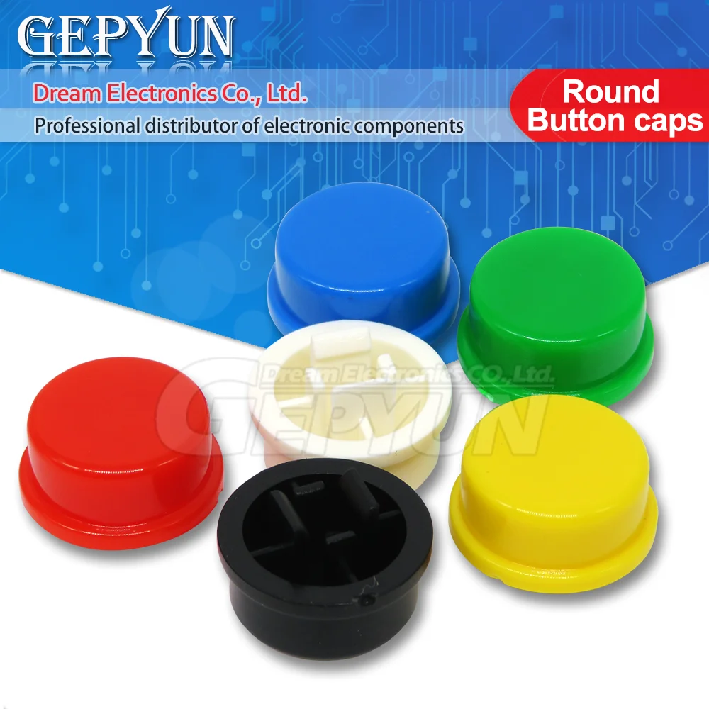 50pcs 6color Round Tactile Button caps 12*12*7.3mm Micro Tact Switch for Arduino