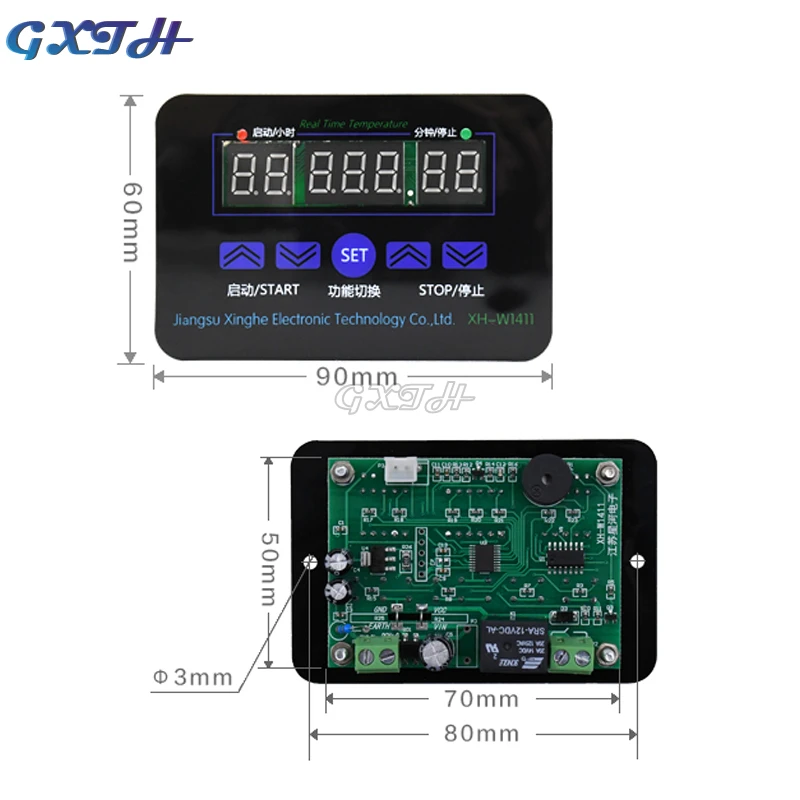 220V 12V 10A Digital Thermostat Three-display Multi-function Temperature Controller Temperature Control Switch -19~99 Degrees