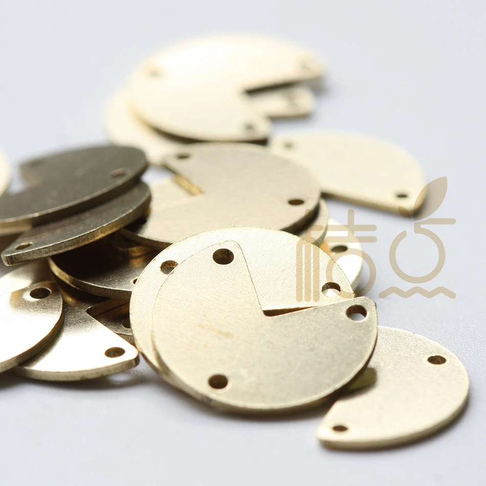 6 Pieces Laser Cut Solid Brass Circle Charm with 3 Holes - 16x14mm (4502C)