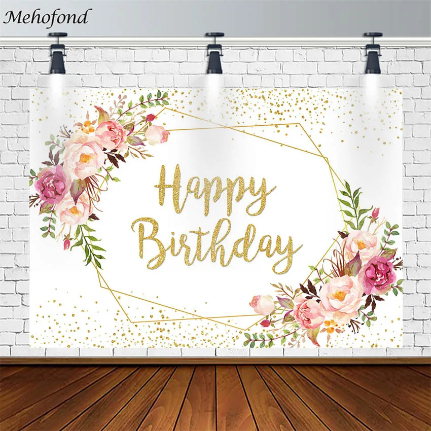 Mehofond Fotografie Hintergrund Baby Dusche Hintergrund Blume Gold Geometrische Muster Polka Dot Neugeborenen Foto Studio Photophone