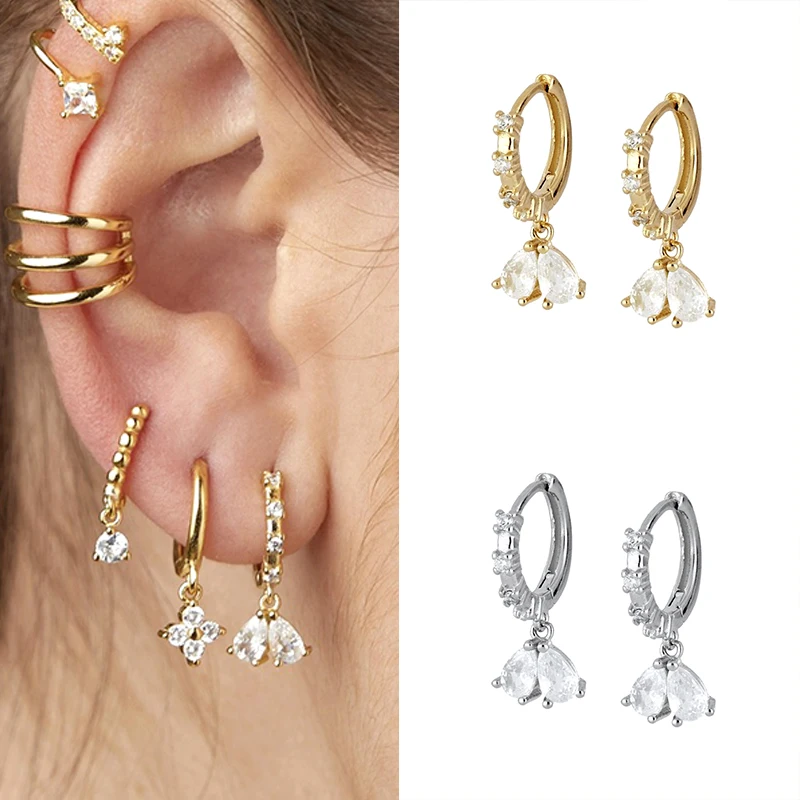 925 Sterling Silver Ear Needle Crystal Zircon Tassel Pendant Hoop Earrings Retro Small Fragrance Style High Jewelry Women Gifts