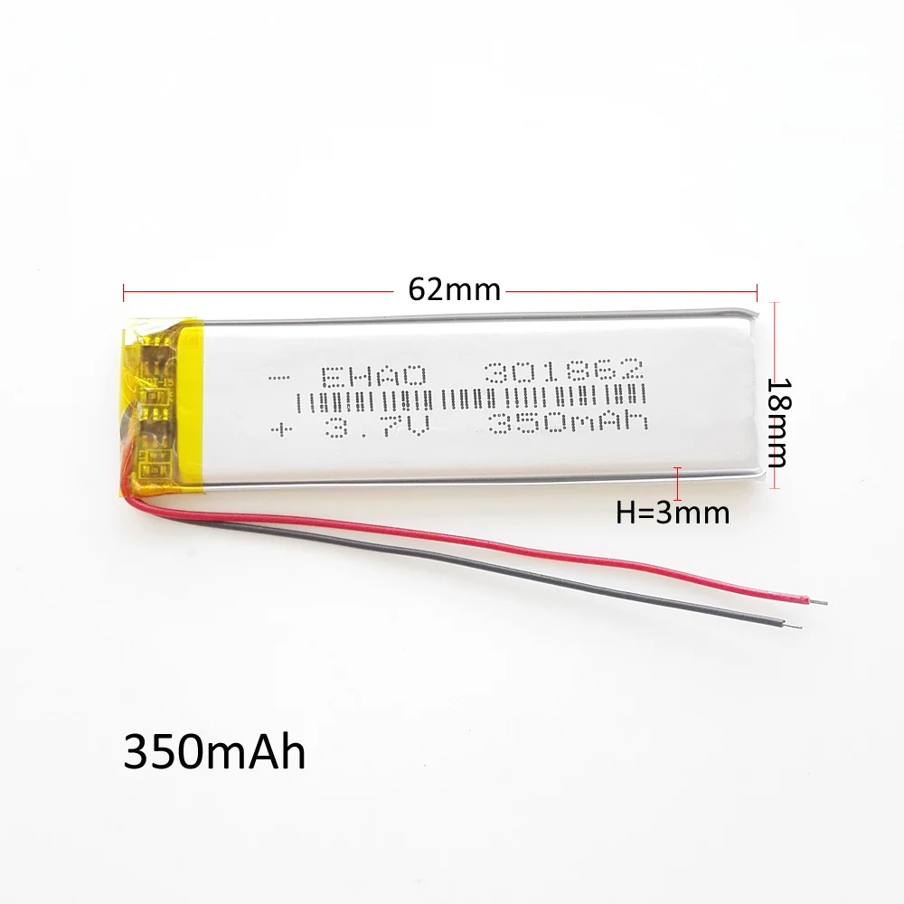 5 PCS 301862 3.7V 500mAh Lithium Polymer LiPo Rechargeable Battery For Mp3 Bluetooth HeadphoGPS Speaker Recorder Camera Mid