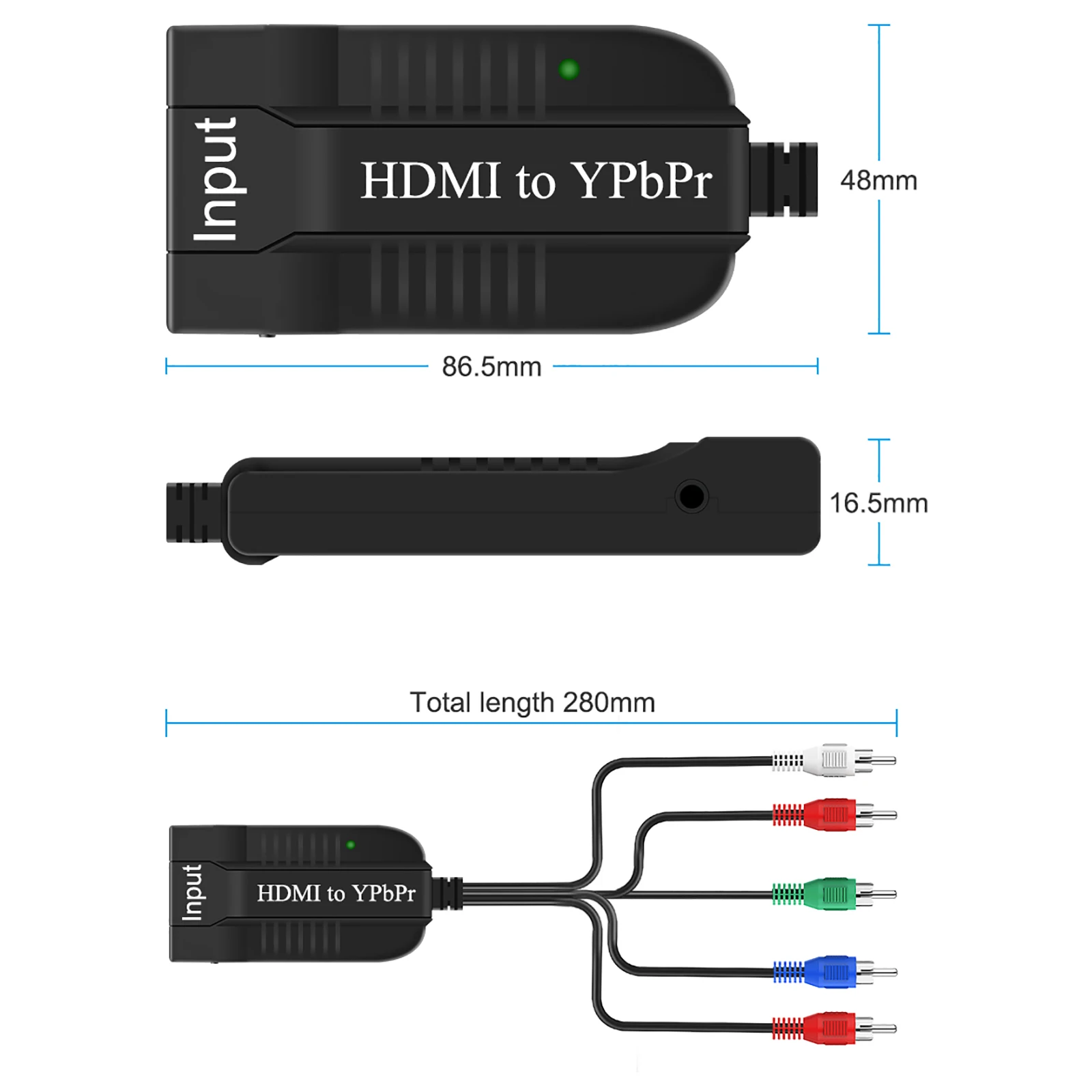 Komponent HDMI na Ypbpr Adapter konwertera Ypbpr 5RCA RGB Wyjście audio R/L i konwerter wideo i audio Ypbpr na HD 1080P