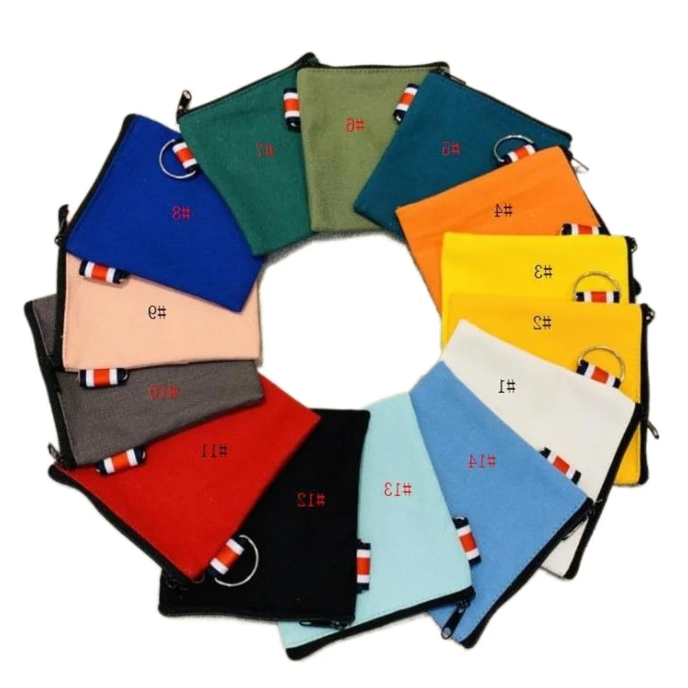 500 pçs colorido em branco lona zíper malotes algodão cosméticos sacos de maquiagem algodão lona moeda bolsa fábrica atacado