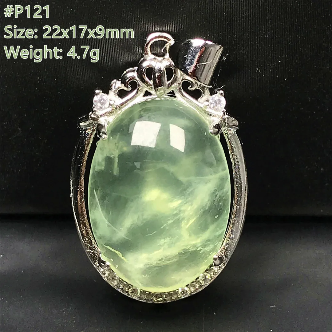 Top Natural Green Prehnite Pendant For Women Lady Men Wealth Luck Healing Reiki Gift Crystal Beads Gemstone Silver Jewelry AAAAA