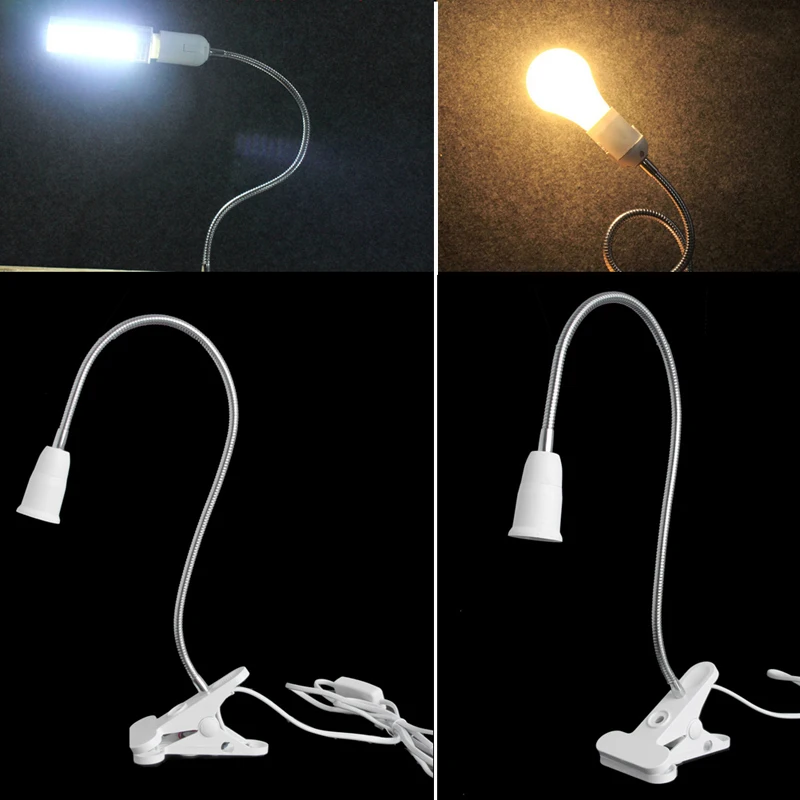 Interruptor de Clip Flexible, portalámparas LED, Cable de alimentación, E27, 35cm, CA 85-265V