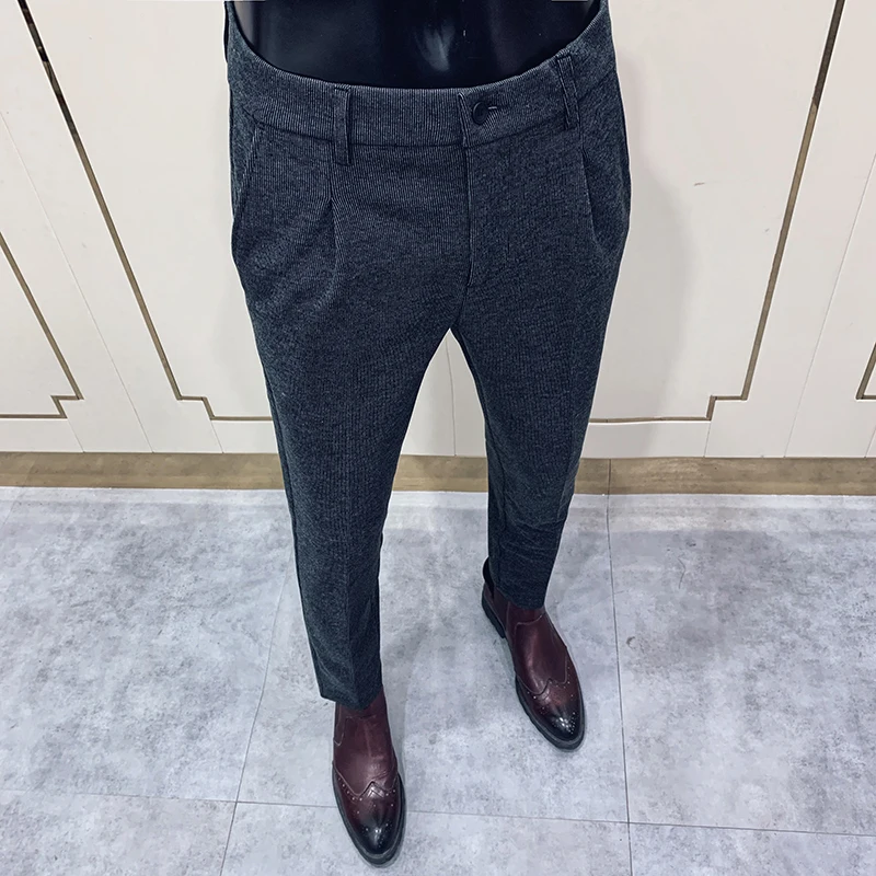 Brand clothing Men's Plus Suit Trousers Autumn and Winter New Slim Foot Pants Business Formal Pants Fashion Casual Trousers 36