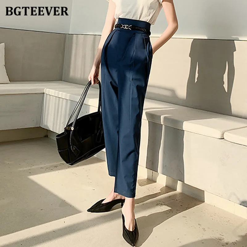 BGTEEVER Elegant High Waist Women Harem Pants Autumn Workwear Loose Female Pants 2020 Office Ladies Trousers