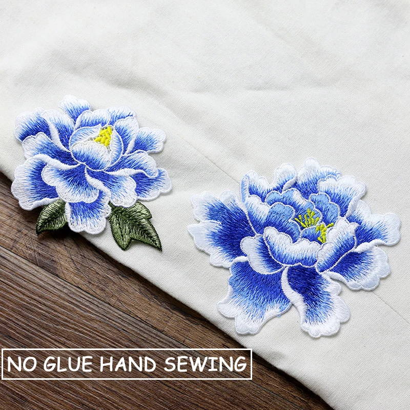 Peony Patch Sew on Combination Flower Embroidery Sew-on Patch Chinese Style Multicolor Clothes Embroidered Patches for Clothing